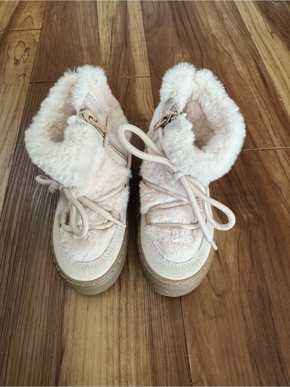 MNG Kids Pink Faux Fur High-Top Sneakers 8.5